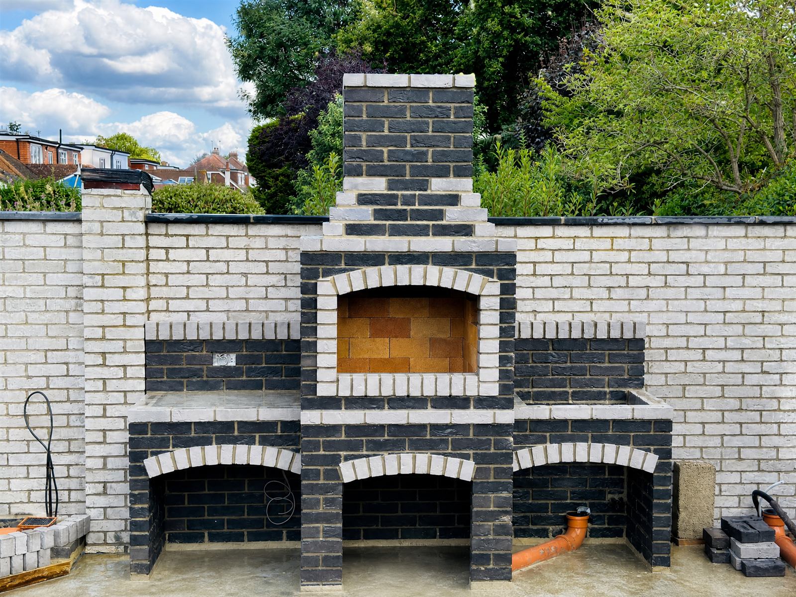 Diamond-detailed brick BBQ centrepiece